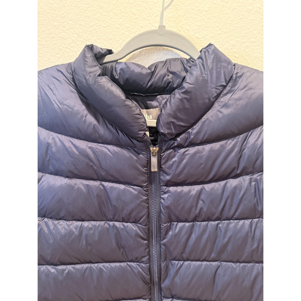Martha Stewart Jacket Womens XL Navy Down Puffer Short Sleeve Full Zip Quilted - Picture 2 of 15